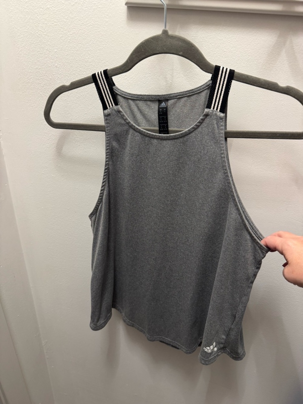 adidas Gray Athletic Tank with Black-Striped Straps